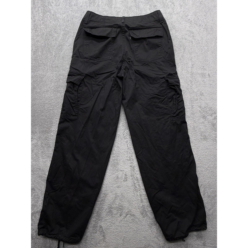 Levi's 94 Baggy Cargo Pants Mens Measured 30x31 Black Relaxed Fit Drawstring Hem